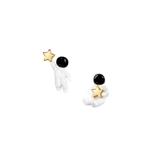NEW Asymmetrical Celestial Astronaut Stud Earrings - Picture 1 of 8